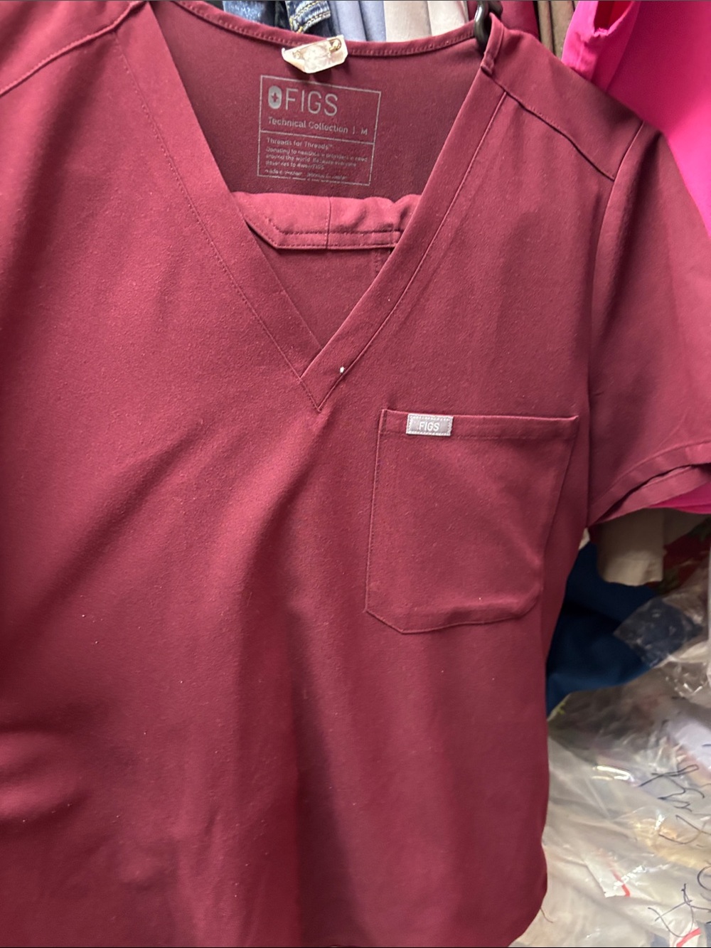 Figs women’s V-Neck Scrub Top — and pants Maroon